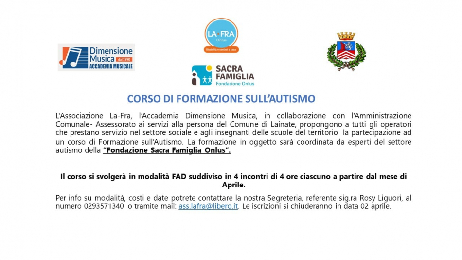 CORSO DI FORMAZIONE SULL' AUTISMO